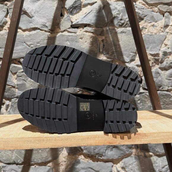 Chanel Glossy Black Pearl Chain CC Embellished Combat Boots - Picture 8 of 14